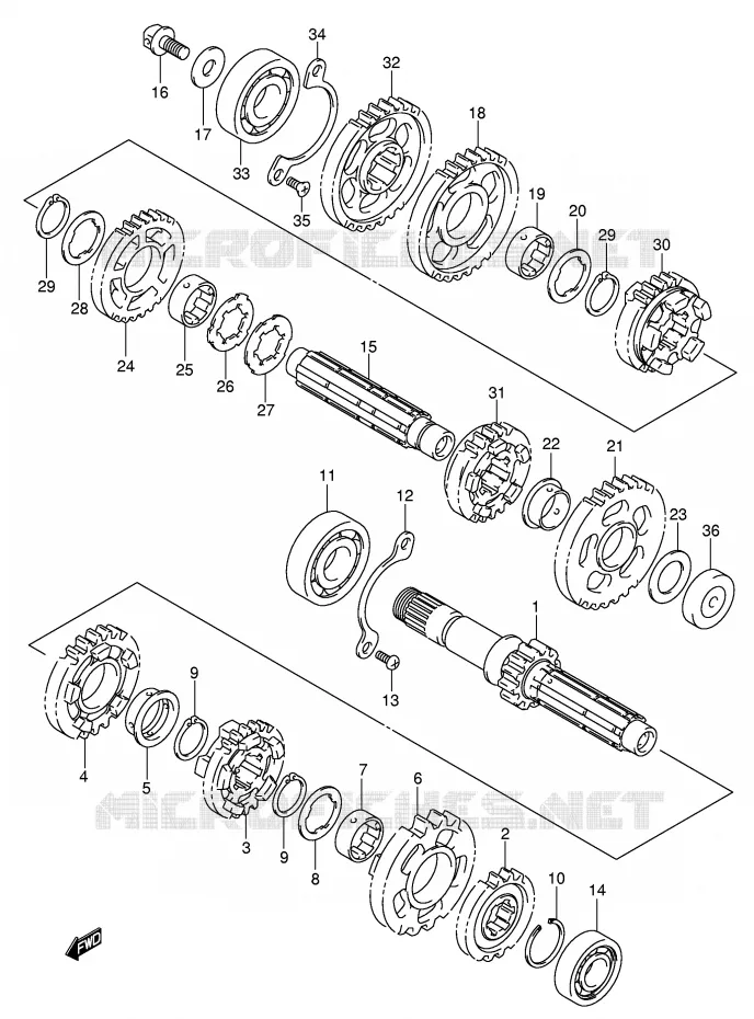 TRANSMISSION (MODELE K5) Suzuki MOTO 800 VOLUSIA 2004  VL800K4(E2)