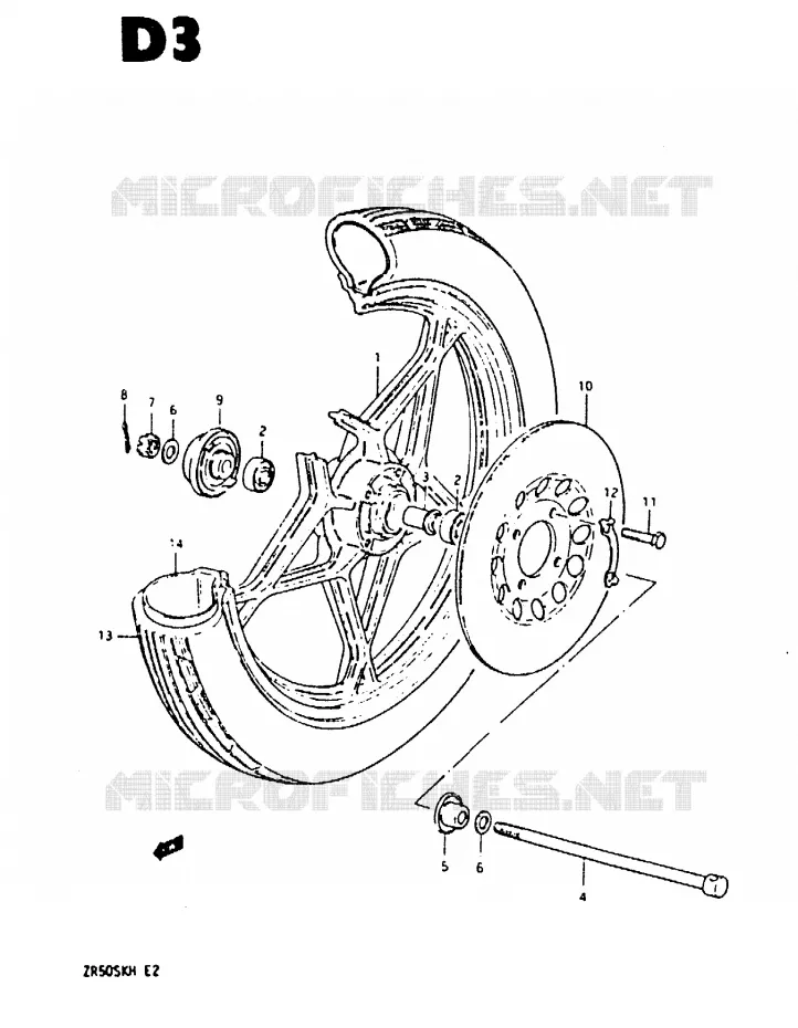 VOORWIEL Suzuki MOTO 50 ZR 1987  ZR50SKH(E/H)