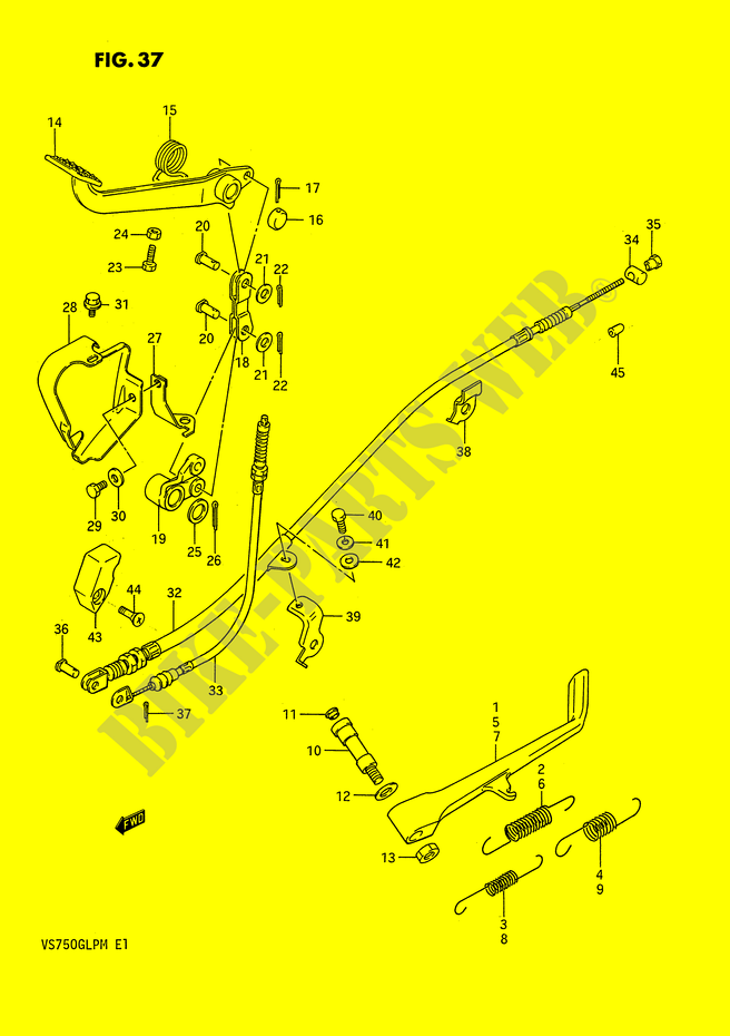 ZIJ STAND   ACHTER REMPEDAAL (MODELE G/H/J/K/L/M) voor Suzuki INTRUDER 750 1988