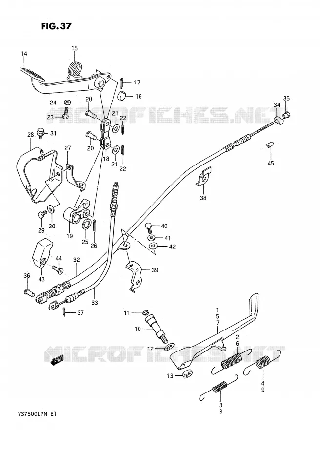 ZIJ STAND - ACHTER REMPEDAAL (MODELE G/H/J/K/L/M) Suzuki MOTO 750 INTRUDER 1990  VS750GLPL(E1)