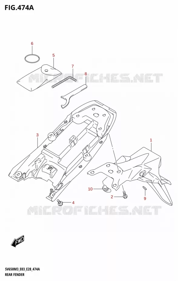 ACHTERSPATBORD Suzuki MOTO 650 SV 2023  SV650A 2023 M3 (E28)