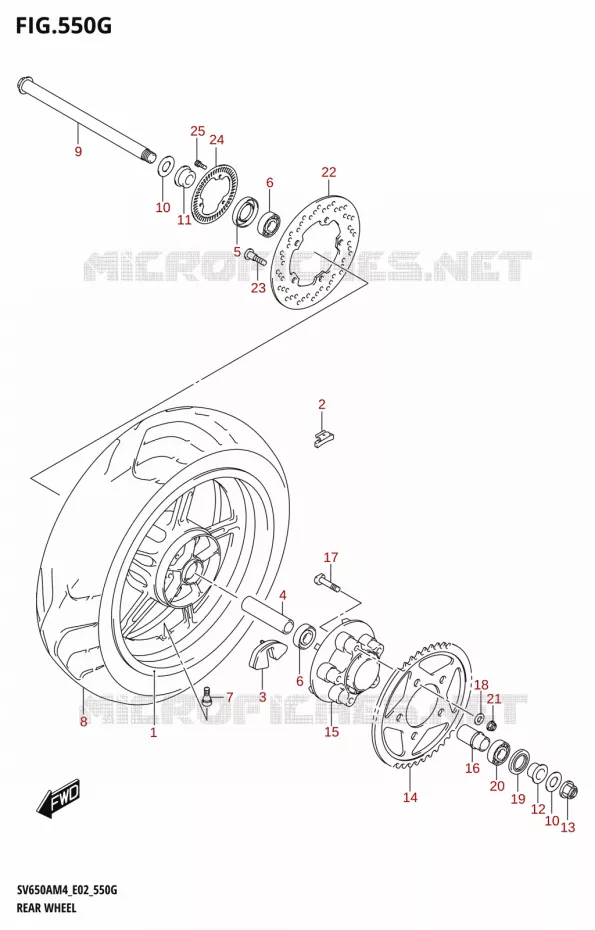 ACHTERWIEL (SV650XAU:M4:E02) Suzuki MOTO 650 SV 2024  SV650AM4 E19 2024 M4 (E19)