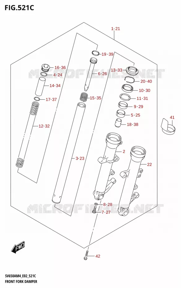 VOORVORK (SV650AU:M4:E02) Suzuki MOTO 650 SV 2024  SV650AM4 E19 2024 M4 (E19)