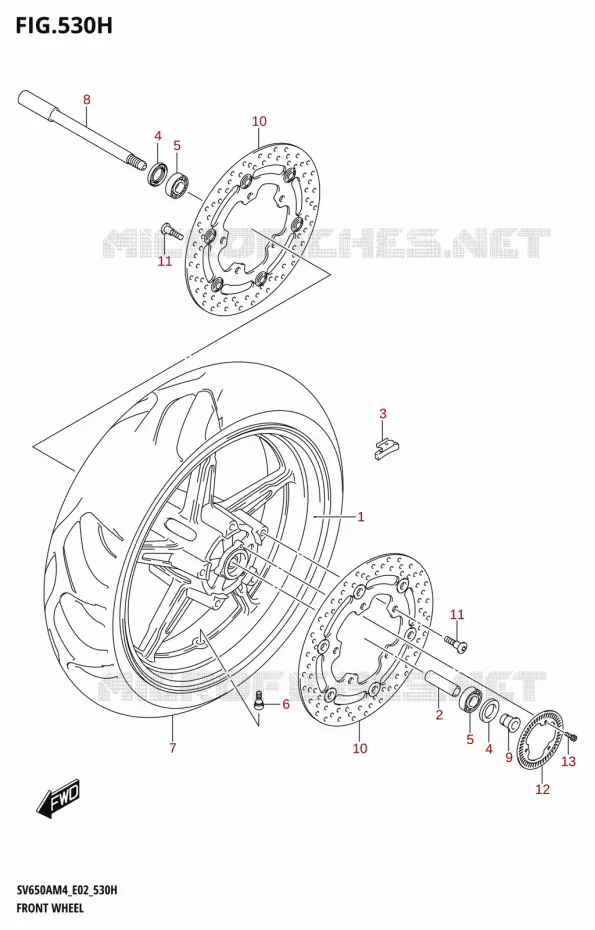 VOORWIEL (SV650XAU:M4:E19) Suzuki MOTO 650 SV 2024  SV650AM4 E19 2024 M4 (E19)
