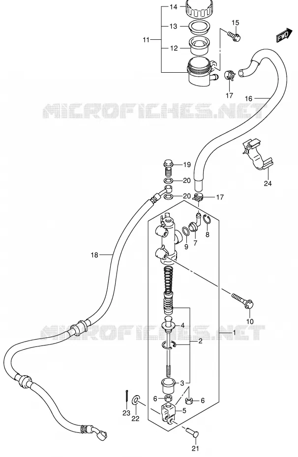ACHTER HOOFDREMCILINDER Suzuki QUAD 500 VINSON 2004  LT-A500FK4(P28/P33)