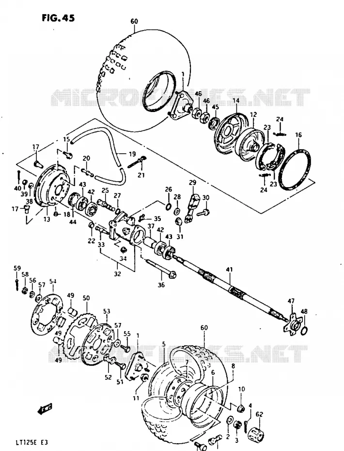 ACHTERWIEL (MODELE E) Suzuki QUAD 125 QUADRUNNER 1984  LT125E(E3)
