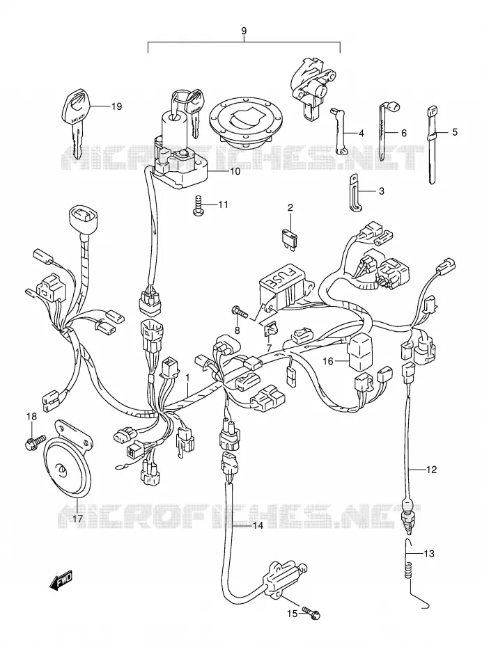 BEDRADING (MODELE Y/K1) Suzuki MOTO 650 FREEWIND 1999  XF650X(E2)