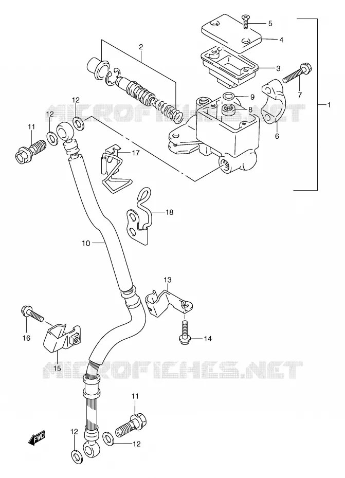 FRONT HOOFDREMCILINDER (MODELE Y/K1) Suzuki MOTO 650 FREEWIND 2000  XF650UY(E2)