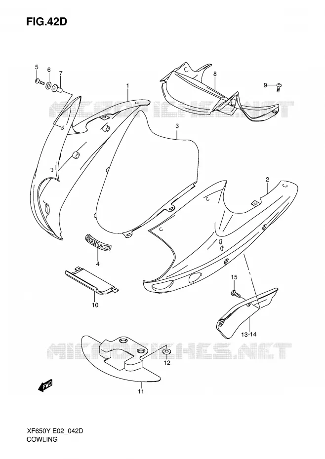 FRONT KUIP (MODELE K1) Suzuki MOTO 650 FREEWIND 1999  XF650UX(E2)
