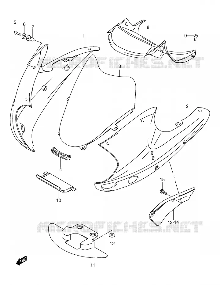 FRONT KUIP (MODELE Y) Suzuki MOTO 650 FREEWIND 2001  XF650UK1(E2)