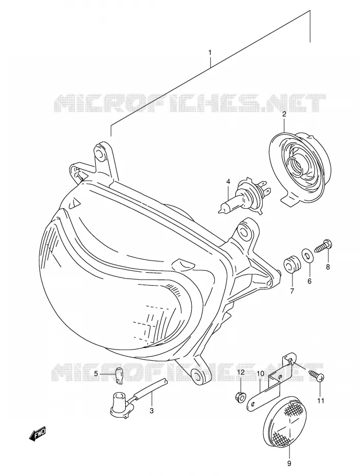 KOPLAMP (MODEL V/W/X E4,E17,E18,E22,E25,E34,P9,P37) Suzuki MOTO 650 FREEWIND 2000  XF650Y(E2)