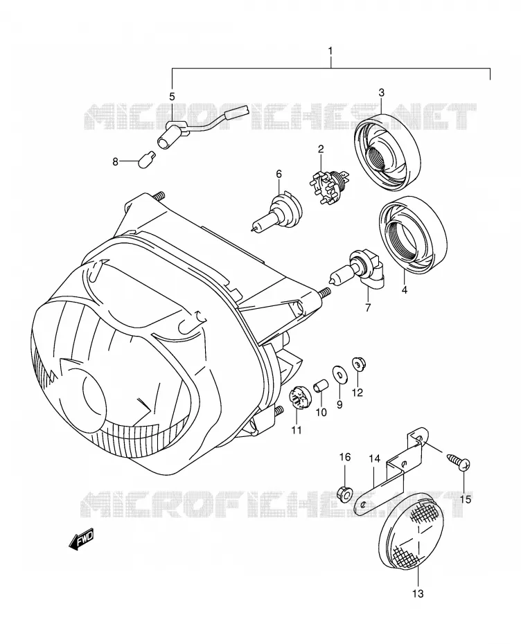 KOPLAMP (MODEL Y/K1 E4,E17,E18,E22,E25,E34,E54,P9,P37) Suzuki MOTO 650 FREEWIND 1997  XF650V(E2)