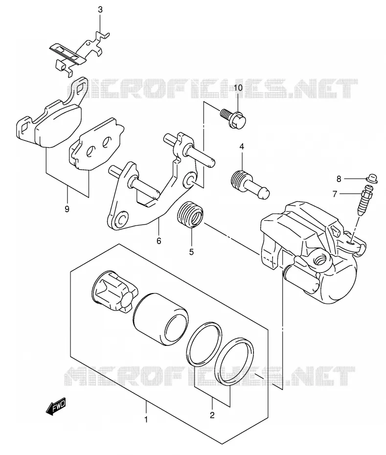 REAR CALIPER (MODELE K3) Suzuki QUAD 500 KINGQUAD 2002  LT-A500FK2(E3/E28)