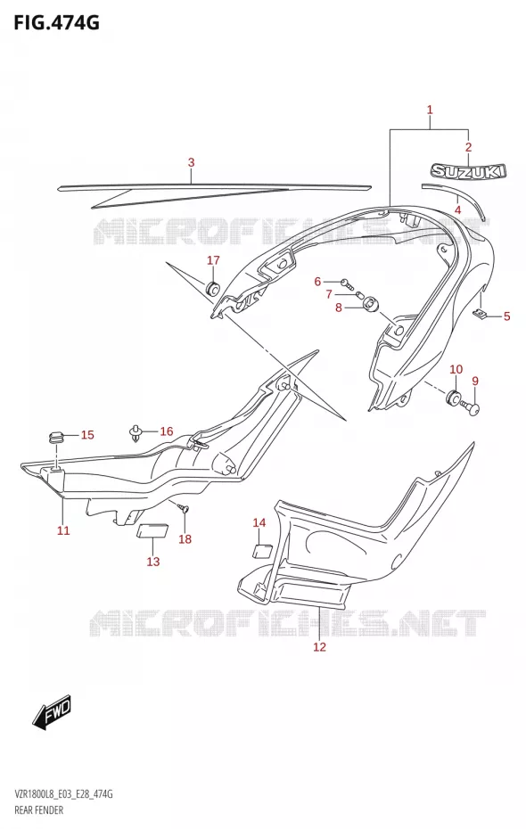 ACHTERSPATBORD (VZR1800BZ:L8:E33) Suzuki MOTO 1800 BOULEVARD 2018  VZR1800 2018 L8 (E28)