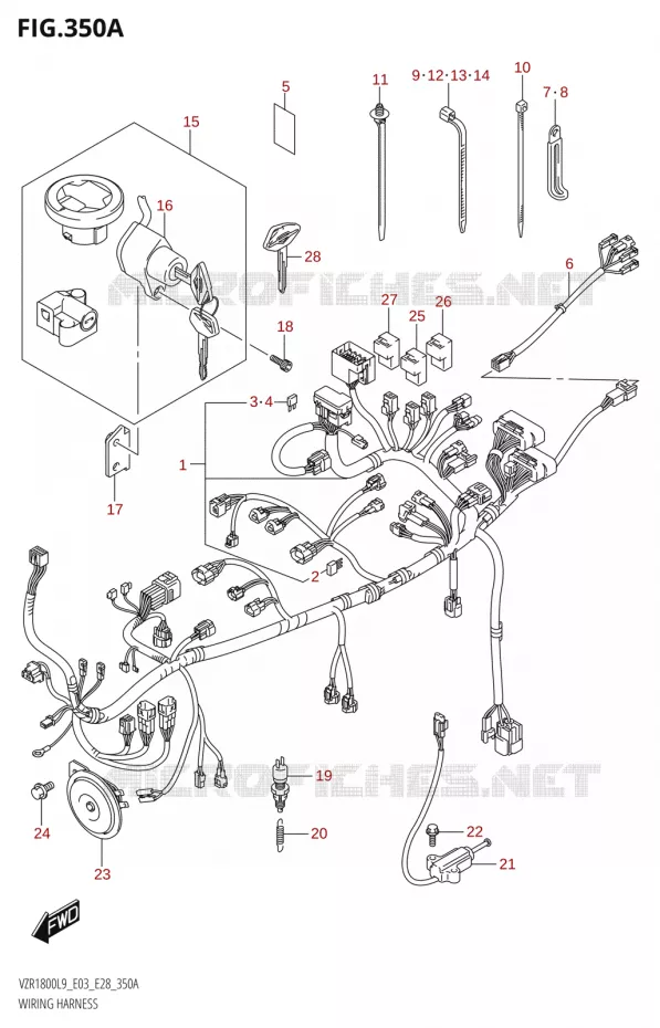 BEDRADING (VZR1800:L9:E28) Suzuki MOTO 1800 BOULEVARD 2019  VZR1800 2019 L9 (E28)