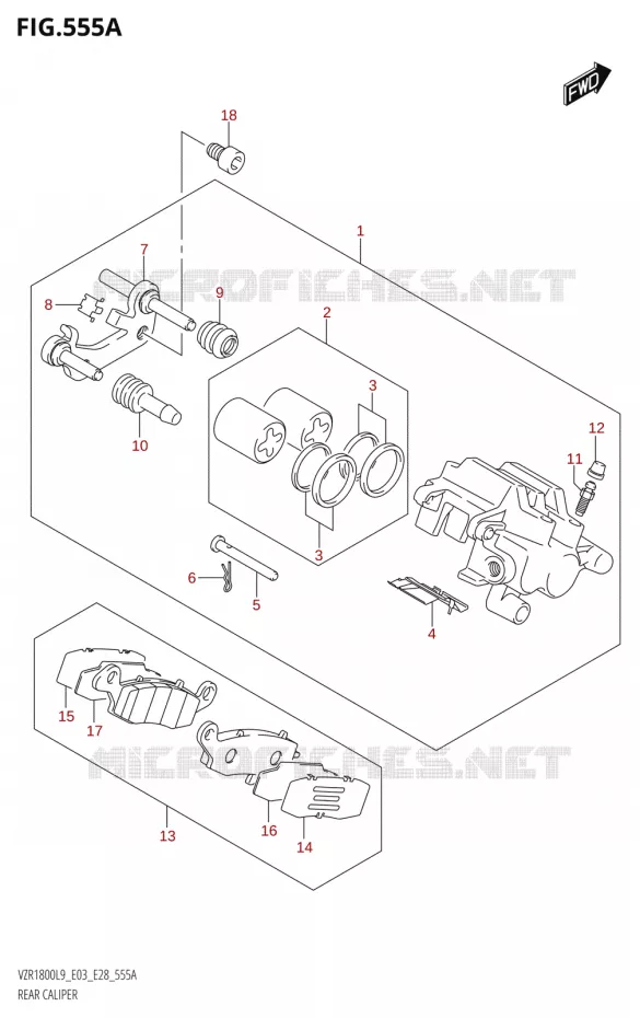 REAR CALIPER Suzuki MOTO 1800 BOULEVARD 2019  VZR1800 2019 L9 (E28)
