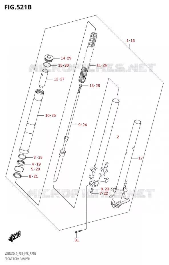 VOORVORK (VZR1800BZ:L9:E03) Suzuki MOTO 1800 BOULEVARD 2019  VZR1800 2019 L9 (E28)