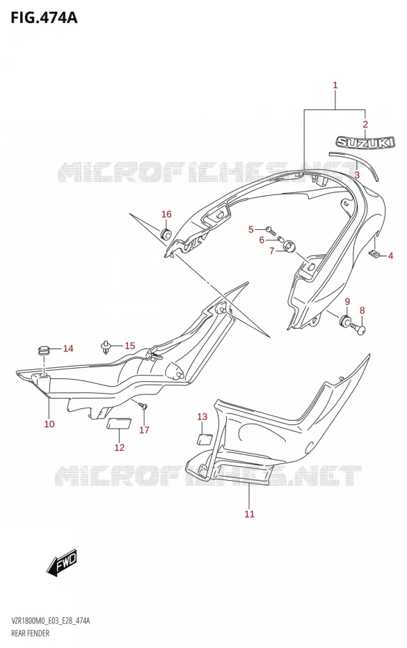 ACHTERSPATBORD (VZR1800) Suzuki MOTO 1800 BOULEVARD 2020  VZR1800 M0 /​ VZR1800BZ M0 (E03,E28,E33)