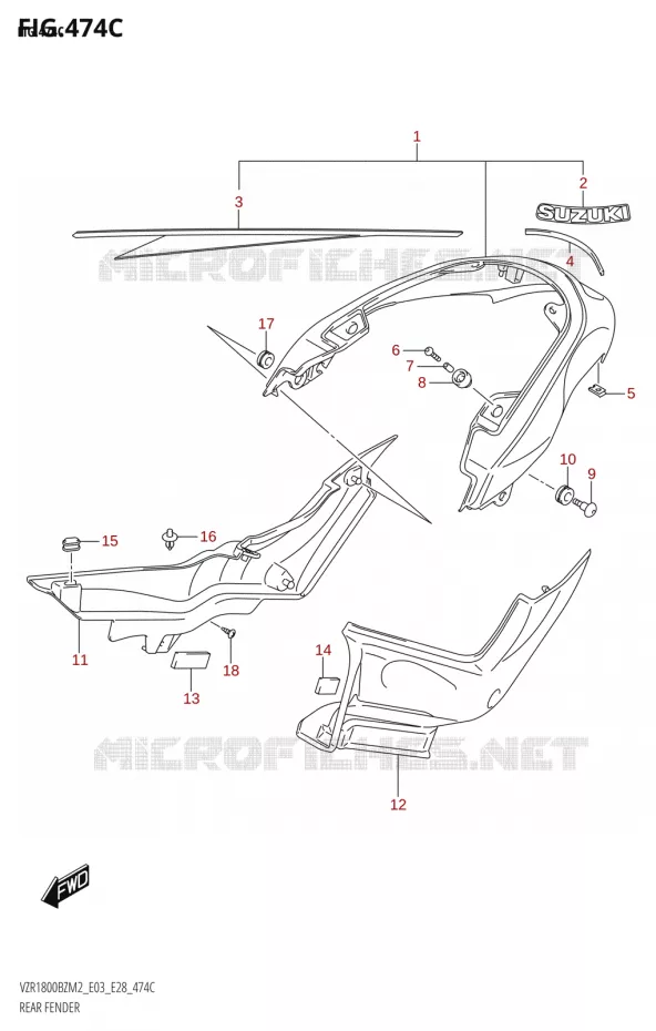ACHTERSPATBORD Suzuki MOTO 1800 BOULEVARD 2022  VZR1800BZ 2022 M2 (E28)