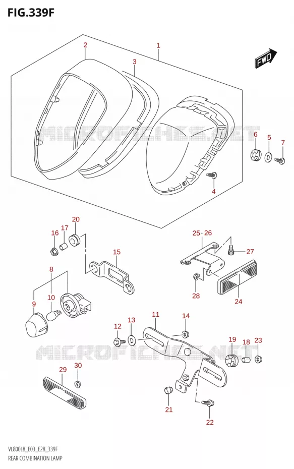 ACHTERLICHT (VL800T:L8:E33) Suzuki MOTO 800 BOULEVARD 2018  VL800 2018 L8 (E28)