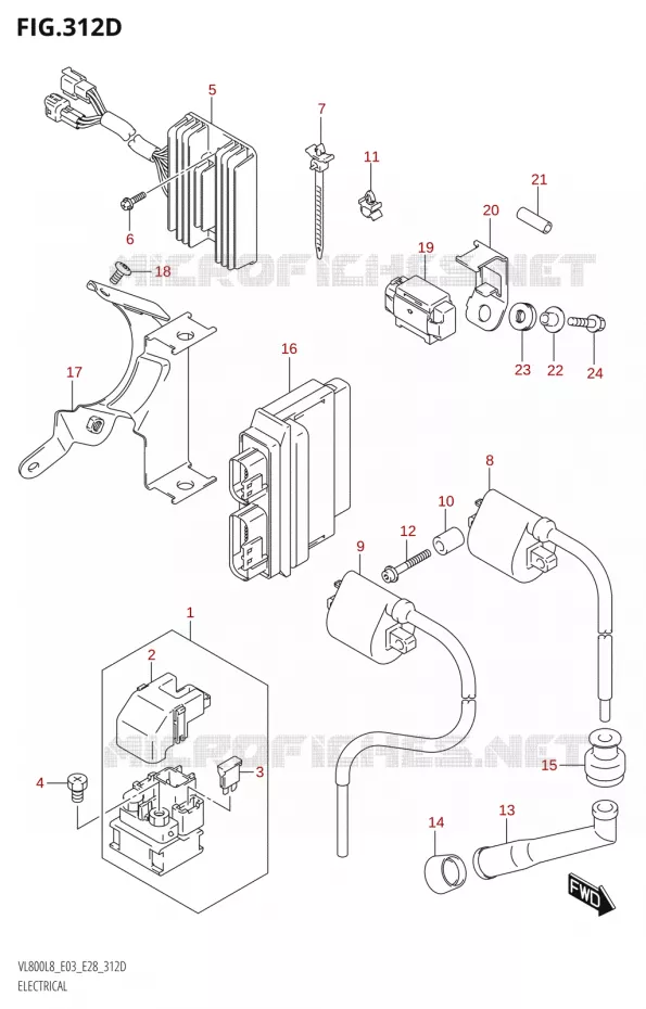 ELEKTRISCH (VL800T:L8:E03) Suzuki MOTO 800 BOULEVARD 2018  VL800 2018 L8 (E28)