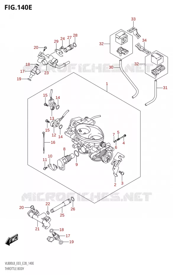 GASKLEPHUIS (VL800T:L8:E28) Suzuki MOTO 800 BOULEVARD 2018  VL800 2018 L8 (E28)