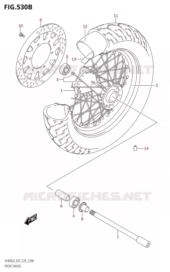 VOORWIEL (VL800:L8:E28) Suzuki MOTO 800 BOULEVARD 2018  VL800 2018 L8 (E28)
