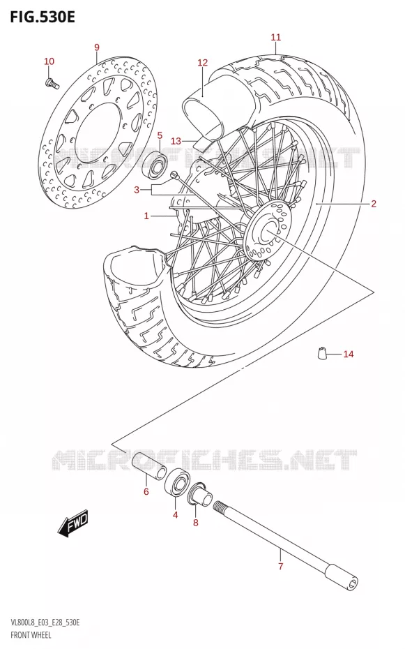 VOORWIEL (VL800T:L8:E28) Suzuki MOTO 800 BOULEVARD 2018  VL800 2018 L8 (E28)