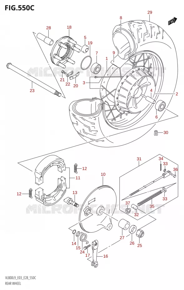 ACHTERWIEL (VL800:L9:E33) Suzuki MOTO 800 BOULEVARD 2019  VL800 2019 L9 (E28)