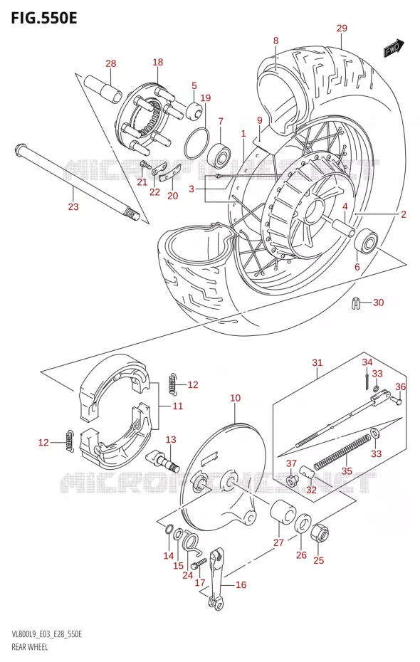 ACHTERWIEL (VL800T:L9:E28) Suzuki MOTO 800 BOULEVARD 2019  VL800 2019 L9 (E28)