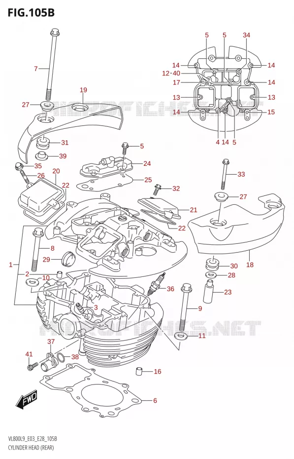 CILINDERKOP (REAR) (VL800:L9:E28) Suzuki MOTO 800 BOULEVARD 2019  VL800 2019 L9 (E28)