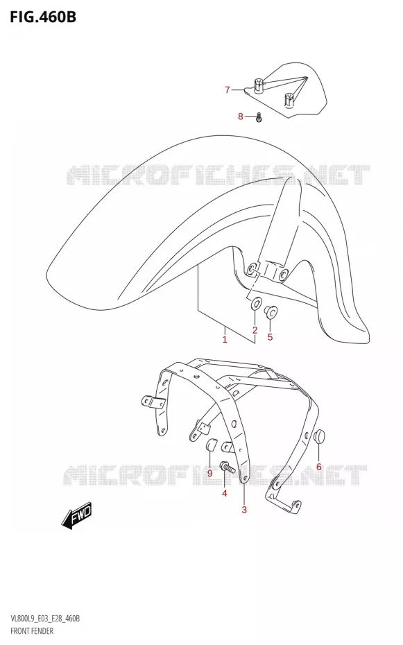 FRONT FENDER (VL800:L9:E28) Suzuki MOTO 800 BOULEVARD 2019  VL800 2019 L9 (E28)
