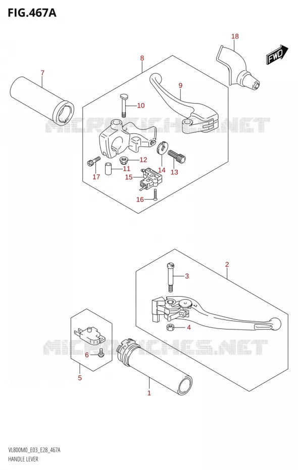 HEFBOMEN - HANDGRIPS Suzuki MOTO 800 BOULEVARD 2020  VL800 2020 M0 (E28)