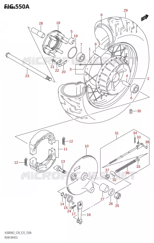 ACHTERWIEL (VL800) Suzuki MOTO 800 BOULEVARD 2022  VL800 2022 M2 (E28)