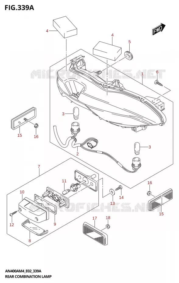 ACHTERLICHT Suzuki SCOOTER 400 BURGMAN 2024  AN400A 2024 M4 (E19)