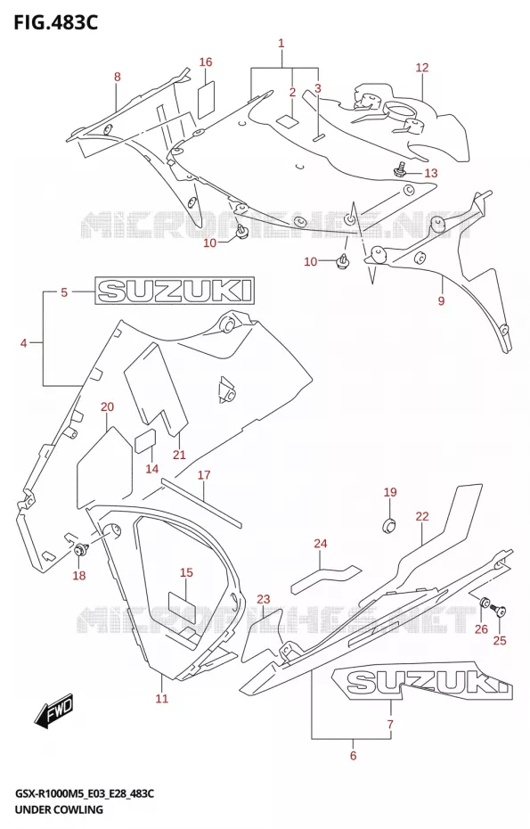 ONDER COWLING (GSX-R1000RZA) Suzuki MOTO 1000 GSX-R 2025  GSX-R1000A 2025 M5 (E28)