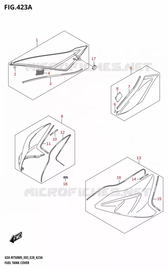 FUEL TANK COVER (GSX-R750) Suzuki MOTO 750 GSX-R 2025  GSX-R750 2025 M5 (E28)
