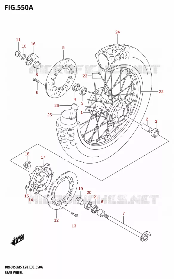 ACHTERWIEL Suzuki MOTO 650 DR 2025  DR650SE 2025 M5 (E28)