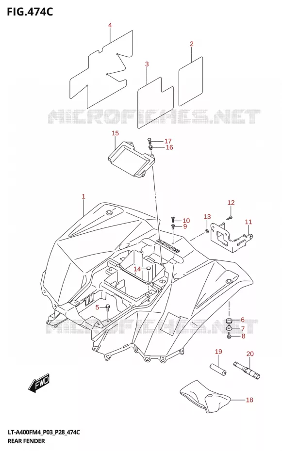 ACHTERSPATBORD (LT-A400F:P03) Suzuki QUAD 400 KINGQUAD 2024  LT-A400F 2024 M4 (P28)