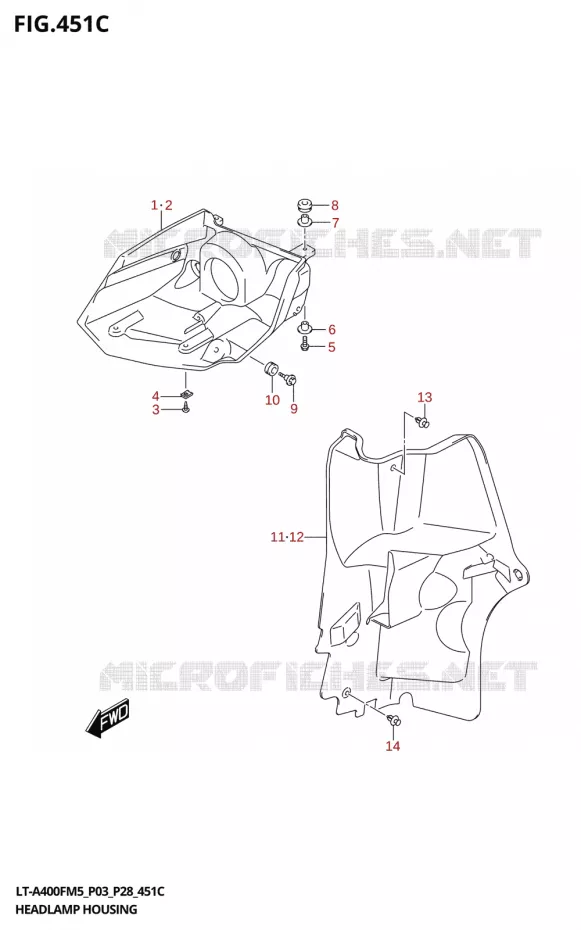 KOPLAMPBEHUIZING (P28) Suzuki QUAD 400 KINGQUAD 2025  LT-A400F 2025 M5 (P28)