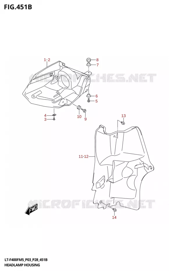 KOPLAMPBEHUIZING (P03) Suzuki QUAD 400 KINGQUAD 2025  LT-F400F 2025 M5 (P28)