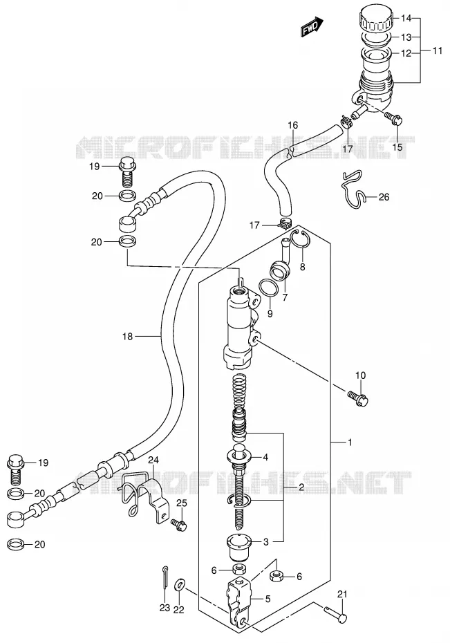 ACHTER HOOFDREMCILINDER Suzuki QUAD 400 QUADSPORT 2007  LT-Z400K7(E19)