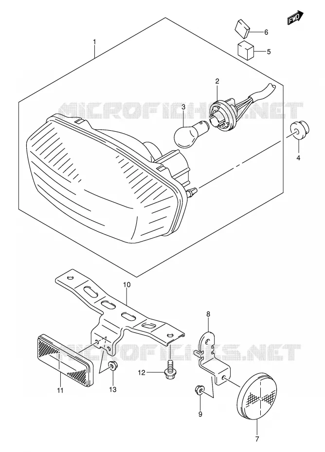 ACHTERLICHT (MODEL K5/K6/K7 E28) Suzuki QUAD 400 QUADSPORT 2003  LT-Z400K3(E3/E28)