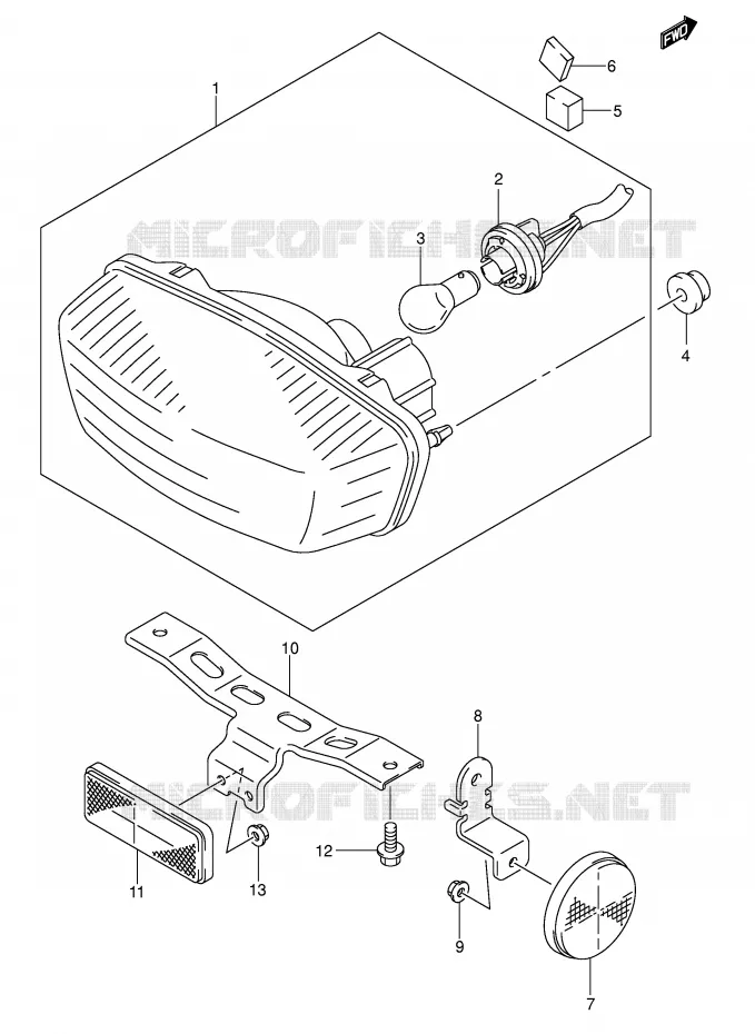 ACHTERLICHT (MODELE K4 E28) Suzuki QUAD 400 QUADSPORT 2005  LT-Z400K5(E3/E28)