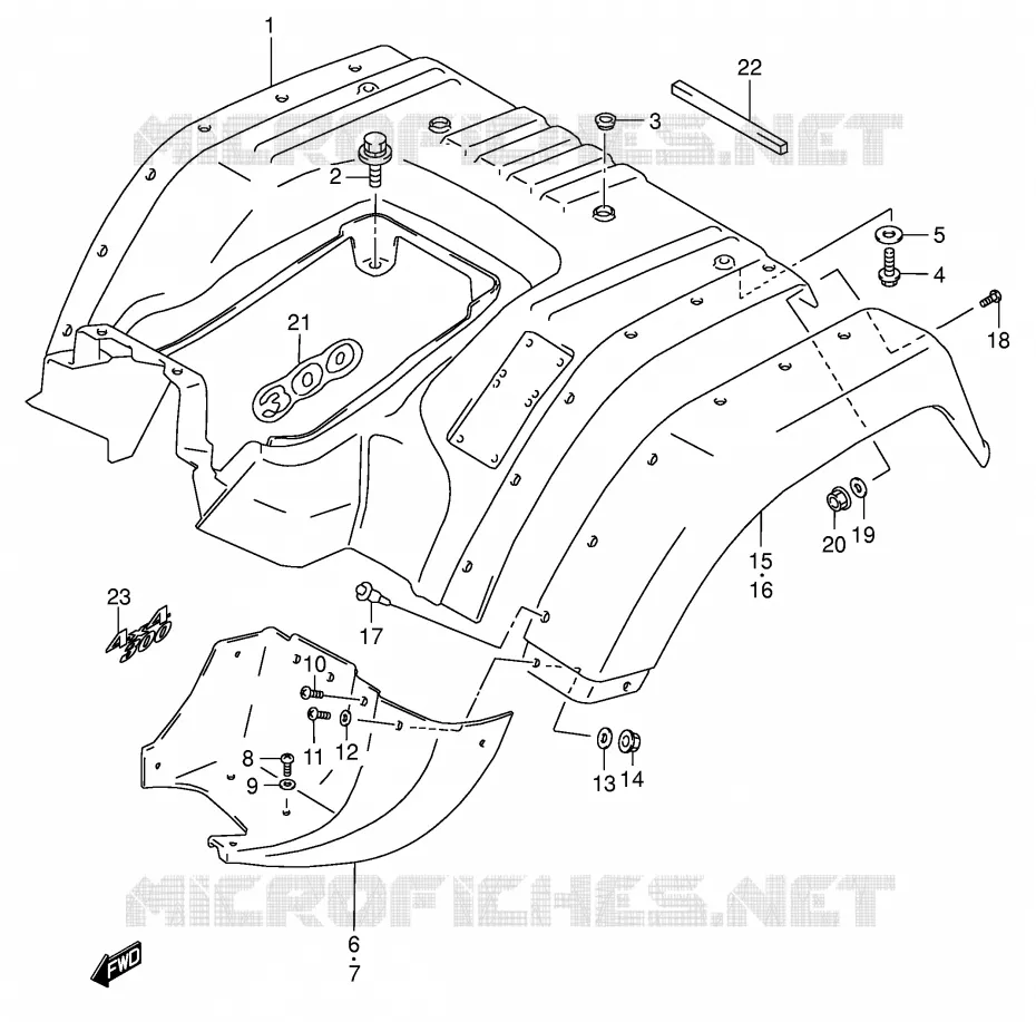 ACHTERSPATBORD Suzuki QUAD 300 KINGQUAD 2001  LT-F300FK1(E3/E28)
