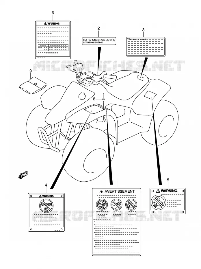 ETIKET (MODELE K2/K3) Suzuki QUAD 50 MINIQUAD-SPORT 2005  LT-A50K5(P2)