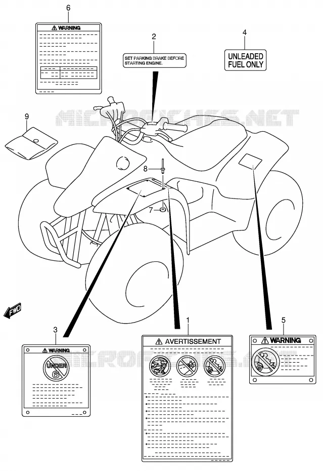 ETIKET (MODELE K4/K5) Suzuki QUAD 50 MINIQUAD-SPORT 2003  LT-A50K3(P2)