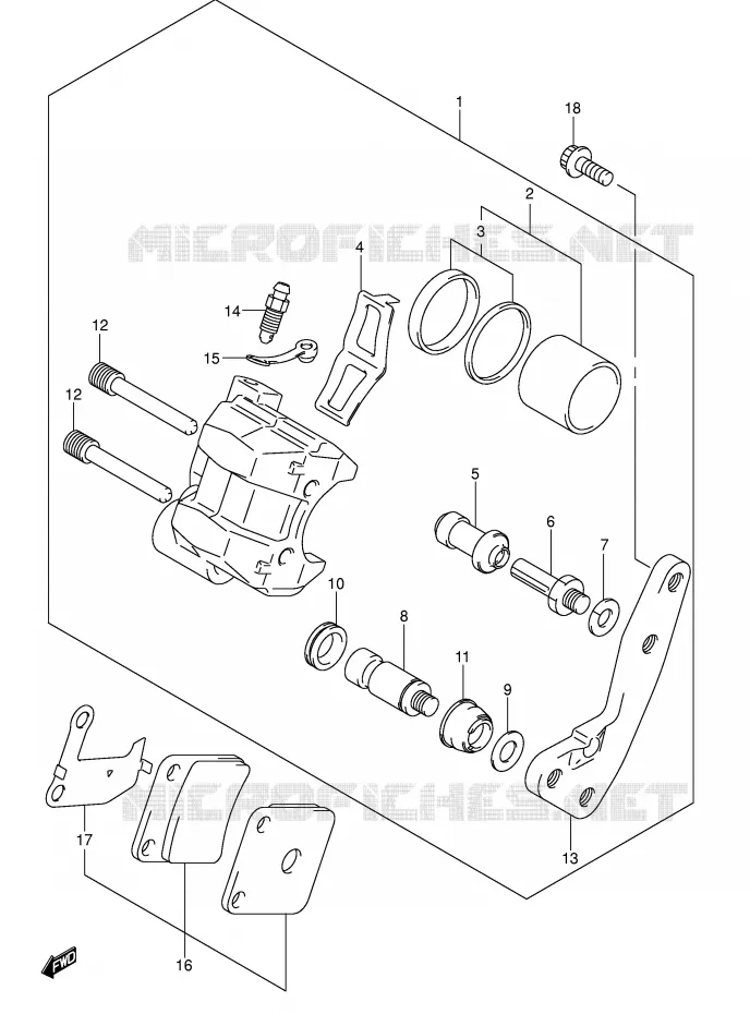 FRONT CALIPER Suzuki QUAD 250 OZARK 2004  LT-F250K4(E17)