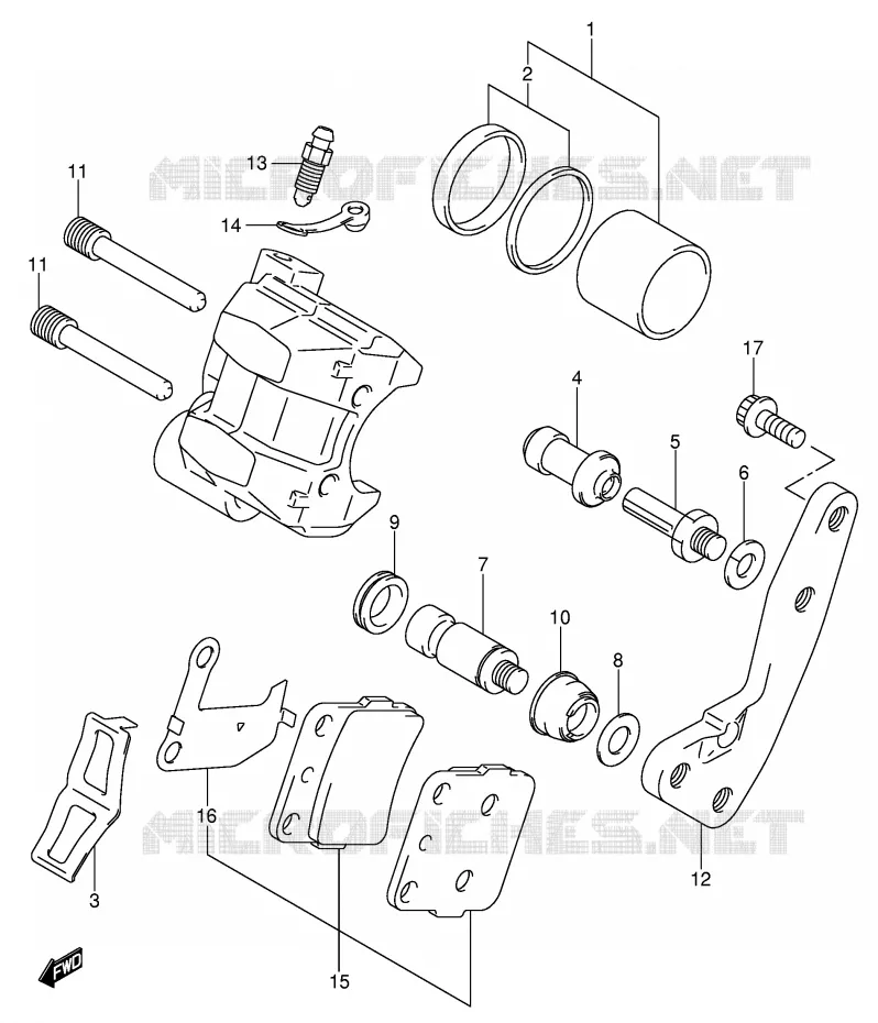 FRONT CALIPER Suzuki QUAD 400 QUADSPORT 2004  LT-Z400ZK4(E3/E28)