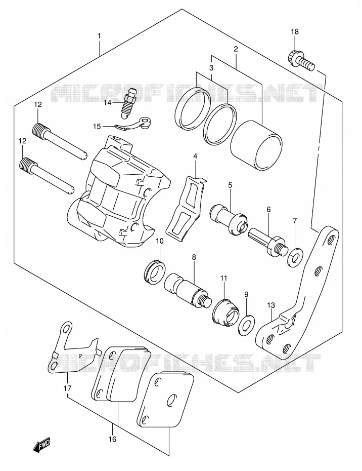 FRONT CALIPER Suzuki QUAD 500 VINSON 2004  LT-F500FK4(P28/P33)